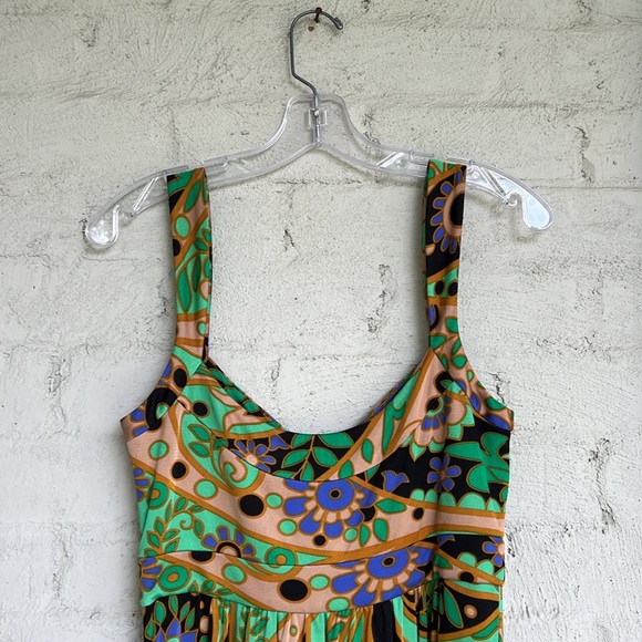 Tibi Floral/Paisley Silk Knit Sweetheart Neck  Mini Dress Size Small - Picture 8 of 16